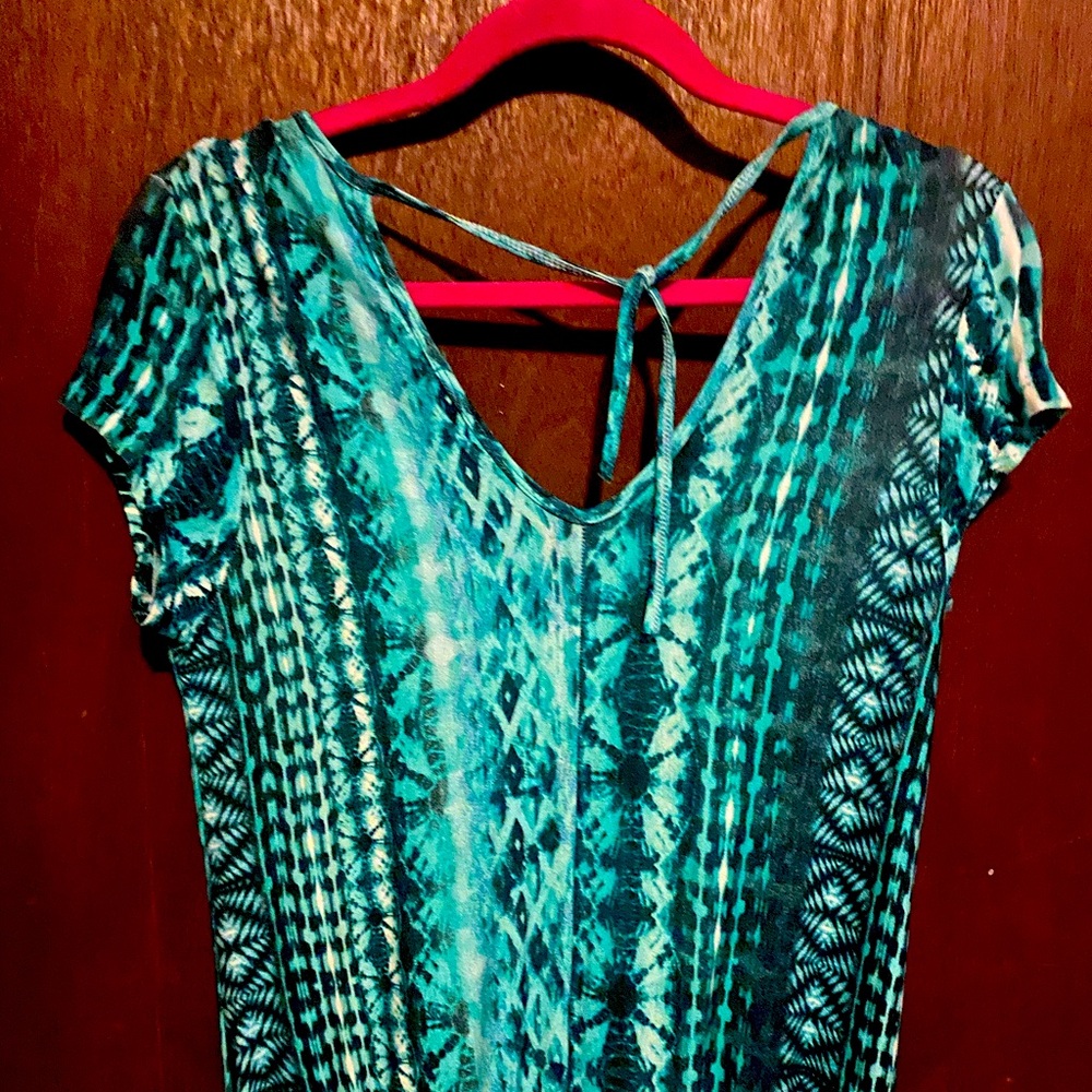 Sea foam and teal short sleeve romper. Wide leg. Jersey knit.NWT
